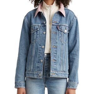Levi's Women's Ex-Boyfriend Corduroy Collar Denim Trucker Jacket XS